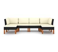 Festnight Conjunto de Muebles de Jardín de Ratán 6 pzas y Cojines, Sofá de Esquina para jardín Sofá de Jardin Terraza Balcón Sofá Esquinero Sofa Jardin Exterior Negro