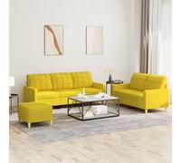 Festnight Conjunto de Sofás 3-2, Set Sofás Chesterfield 2+3, Conjunto de Sofás, Sofá 3 plazas + Sofá 2 plazas de Tela, Clásico y de Calidad, Comodo y Moderno Amarillo Claro