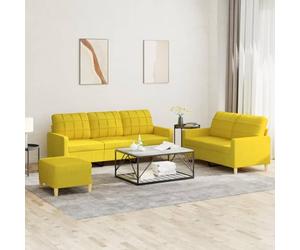 Festnight Conjunto de Sofás 3-2, Set Sofás Chesterfield 2+3, Conjunto de Sofás, Sofá 3 plazas + Sofá 2 plazas de Tela, Clásico y de Calidad, Comodo y Moderno Amarillo Claro