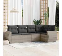 Festnight Conjunto Jardín de Ratán con Cojines Gruesos, Muebles Jardín Exterior con Almacenamiento, Conjunto Terraza Resistente a la Intemperie, Gris Claro Type-131