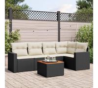 Festnight Conjunto Jardín de Ratán con Cojines Gruesos, Muebles Jardín Exterior con Almacenamiento, Conjunto Terraza Resistente a la Intemperie, Negro y Crema Type-26