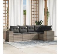 Festnight Conjunto Jardín de Ratán con Cojines Gruesos, Muebles Jardín Exterior con Almacenamiento, Conjunto Terraza Resistente a la Intemperie, Gris Claro Type-96