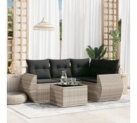 Festnight Conjunto Jardín de Ratán con Cojines Gruesos, Muebles Jardín Exterior con Almacenamiento, Conjunto Terraza Resistente a la Intemperie, Gris Claro y Gris Oscuro Type-135