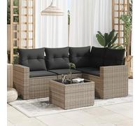Festnight Conjunto Jardín de Ratán con Cojines Gruesos, Muebles Jardín Exterior con Almacenamiento, Sofá para Jardin Terraza Resistente a la Intemperie, Gris Type-54