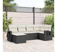 Festnight Conjunto Jardín de Ratán con Cojines Gruesos, Muebles Jardín Exterior con Almacenamiento, Sofá para Jardin Terraza Resistente a la Intemperie, Negro y Crema Type-2
