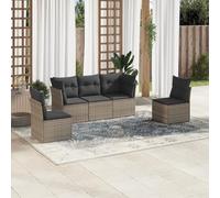 Festnight Conjunto Jardín de Ratán con Cojines Gruesos, Muebles Jardín Exterior con Almacenamiento, Sofá para Jardin Terraza Resistente a la Intemperie,Gris 5 pzas Type-44