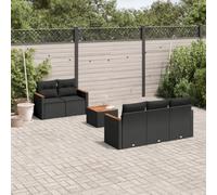 Festnight Conjunto Jardín de Ratán con Cojines Gruesos, Muebles Jardín Exterior con Almacenamiento, Sofá para Jardin Terraza Resistente a la Intemperie,Negro 6 pzas Type-75