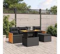 Festnight Conjunto Jardín de Ratán con Cojines, Muebles Jardín Exterior con Mesa Tablero Ajustable, Sofá para Jardin Terraza, Resistente a la Intemperie, Negro Type-9