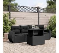 Festnight Conjunto Jardín de Ratán con Cojines, Muebles Jardín Exterior con Mesa Tablero Ajustable, Sofá para Jardin Terraza, Resistente a la Intemperie, Negro Type-97