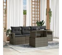 Festnight Conjunto Jardín de Ratán con Cojines, Muebles Jardín Exterior con Mesa Tablero Ajustable, Sofá para Jardin Terraza, Resistente a la Intemperie, Gris Type-103