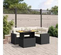 Festnight Conjunto Jardín de Ratán con Cojines, Muebles Jardín Exterior con Mesa Tablero Ajustable, Sofá para Jardin Terraza, Resistente a la Intemperie, Negro y Crema Type-65