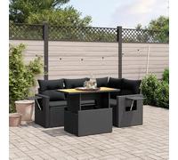 Festnight Conjunto Jardín de Ratán con Cojines, Muebles Jardín Exterior con Mesa Tablero Ajustable, Sofá para Jardin Terraza, Resistente a la Intemperie, Negro Type-55