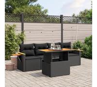 Festnight Conjunto Jardín de Ratán con Cojines, Muebles Jardín Exterior con Mesa Tablero Ajustable, Sofá para Jardin Terraza, Resistente a la Intemperie, Negro Type-22