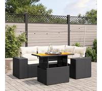 Festnight Conjunto Jardín de Ratán con Cojines, Muebles Jardín Exterior con Mesa Tablero Ajustable, Sofá para Jardin Terraza, Resistente a la Intemperie, Negro y Crema Type-41