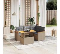 Festnight Conjunto Jardín de Ratán con Cojines, Muebles Jardín Exterior con Mesa Tablero Ajustable, Sofá para Jardin Terraza, Resistente a la Intemperie, Beige y Gris Type-27