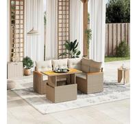Festnight Conjunto Jardín de Ratán con Cojines, Muebles Jardín Exterior con Mesa Tablero Ajustable, Sofá para Jardin Terraza, Resistente a la Intemperie, Beige y Crema Type-28