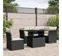 Festnight Conjunto Jardín de Ratán con Cojines, Muebles Jardín Exterior con Mesa Tablero Ajustable, Sofá para Jardin Terraza, Resistente a la Intemperie, Negro y Crema Type-118
