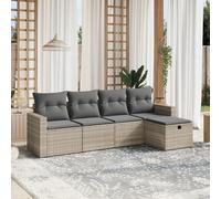 Festnight Conjunto Jardín de Ratán y Madera de Acacia con Cojines, Muebles Jardín Exterior con Mesa, Sofá para Jardin Terraza, Resistente a la Intemperie, Gris Claro Type-93