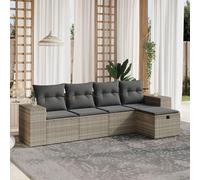 Festnight Conjunto Jardín de Ratán y Madera de Acacia con Cojines, Muebles Jardín Exterior con Mesa, Sofá para Jardin Terraza, Resistente a la Intemperie, Gris Claro Type-56