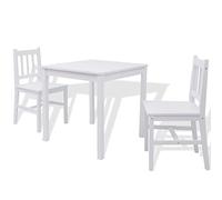 Festnight Conjunto Muebles de Comedor 3 Piezas, Juego Mesa de Cocina con 2 Sillas, Mesa Cocina y Sillas Madera de Pino, Juego Muebles de Comedor Moderno, Blanco