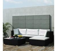 Festnight Conjunto Muebles Jardín Ratán,Sofas Jardin Exterior, Muebles Jardín Exterior, Juego de Sofás Ratán, Muebles Terrazade 5 Piezas con Cojines y Mesa Cristal,para Jardín,Terraza (Negro)
