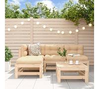 Festnight Conjunto Sofá Jardin Exterior de Madera con Cojines 5 Pzas-Type-30, Muebles de Jardín, Muebles Salón Jardín Modular, Muebles de Exterior, Muebles de Terraza Pino Natural