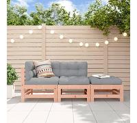Festnight Conjunto Sofá Jardin Exterior de Madera con Cojines, Sofá Patio Terraza, Muebles de Jardín Madera, Muebles Salón Jardín Modular, Douglas Natural, 3 Pzas-Type-18