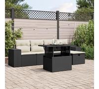 Festnight Conjunto Sofá Jardin Exterior de Ratán con Mesa, Función de Almacenamiento, Muebles de Jardín, Sofá de Exterior, Muebles de Terraza, Negro y Crema Type-93