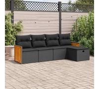 Festnight Conjunto Sofá Jardin Exterior de Ratán con Mesa, Función de Almacenamiento, Muebles de Jardín, Sofá de Exterior, Muebles de Terraza, Negro Type-9