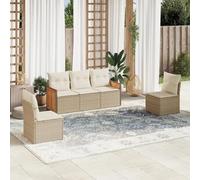 Festnight Conjunto Sofá Jardin Exterior de Ratán con Mesa, Función de Almacenamiento, Muebles de Jardín, Sofá de Exterior, Muebles de Terraza, Beige y Crema Type-152