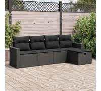 Festnight Conjunto Sofá Jardin Exterior de Ratán con Mesa, Función de Almacenamiento, Muebles de Jardín, Sofá de Exterior, Muebles de Terraza, Negro Type-68
