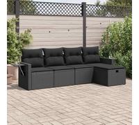 Festnight Conjunto Sofá Jardin Exterior de Ratán con Mesa, Función de Almacenamiento, Muebles de Jardín, Sofá de Exterior, Muebles de Terraza, Negro Type-59