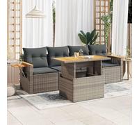 Festnight Conjunto Sofá Jardin Exterior de Ratán con Mesa Tablero Ajustable, Función de Almacenamiento, Conjunto Jardin, Muebles Jardín Exterior, Muebles de Terraza, Gris Type-5