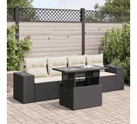 Festnight Conjunto Sofá Jardin Exterior de Ratán con Mesa Tablero Ajustable, Función de Almacenamiento, Conjunto Jardin, Muebles Jardín Exterior, Muebles de Terraza, Negro y Crema Type-27