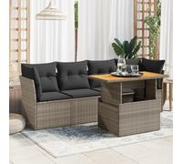 Festnight Conjunto Sofá Jardin Exterior de Ratán con Mesa Tablero Ajustable, Función de Almacenamiento, Conjunto Jardin, Muebles Jardín Exterior, Muebles de Terraza, Gris Type-23