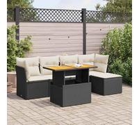 Festnight Conjunto Sofá Jardin Exterior de Ratán con Mesa Tablero Ajustable, Función de Almacenamiento, Conjunto Jardin, Muebles Jardín Exterior, Muebles de Terraza, Negro y Crema Type-22