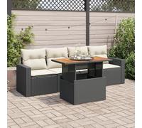 Festnight Conjunto Sofá Jardin Exterior de Ratán con Mesa Tablero Ajustable, Función de Almacenamiento, Conjunto Jardin, Muebles Jardín Exterior, Muebles de Terraza, Negro y Crema Type-20