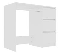 Festnight Escritorio de Aglomerado Mesa de Ordenador Escritorio para Hogar Oficina con 3 Cajones Blanco 90x45x76 cm