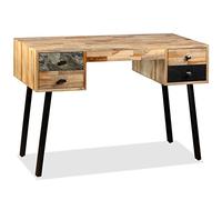 Festnight Escritorio de Oficina con 4 cajones,Mesa de Ordenador,Mesa de Estudio Puesto de Trabajo,Teca Maciza Reciclada,110x50x76 cm