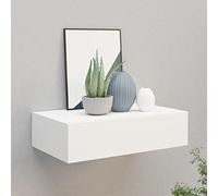 Festnight Estante con Cajón de Pared, Estanteria Pared, Estante con Cajon, Msitas de Noche Colgantes, Estantes Flotantes,para Cocina, Salón y Pasillo Blanco 40 x 23.5 x 10 cm