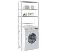 Festnight Estante Encima de la Lavadora Estante de Almacenamiento Mueble para Baño 3 Niveles Plateado 69x28x169 cm
