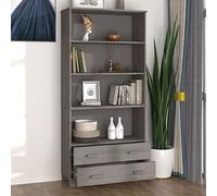 Festnight Estantería Librería,Estantería de Oficina Alta con 4 Estantes de Almacenaje y 2 Cajones,Estanteria Despacho para Oficina Salón Estudio 85 x 35 x 180 cm Gris Claro