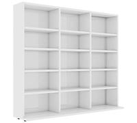Festnight Estantería para CD de Aglomerado Estantería de Pared con 15 Compartimentos Abiertos Blanco Brillante 102x16x89,5 cm