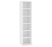 Festnight Estantería para CDs de Aglomerado Librería Estantería de Pared Estantería de Pared con 6 Compartimentos Abiertos Blanco 21x16x88 cm