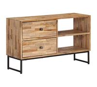 Festnight Estilo Industrial Mueble para TV con 2 Cajones y 2 Compartimentos Madera de Teca Reciclada 90x30x55 cm