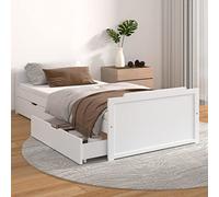 Festnight Estructura de Cama Individual Infantil de Madera Maciza con 2 cajones y Somier, 90 x 200 cm Blanco