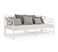 Festnight Estructura de Sofá Cama Extraíble, Sofá Cama Metálica, Diván Cama Individual/Matrimonial para Dormitorio Salón, Sofá Cama de Metal Blanco 90x200 cm Type 3