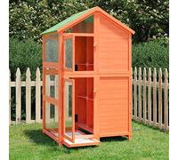 Festnight Gran Casita para Pájaros Madera, Pajarera Exterior, Jaulas para Aves con Caja Nido y Perchas, Jaulas para Pájaros, Marrón 97x81x152 cm