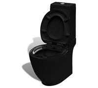 Festnight- Inodoro de pie (cerámica), Color Negro