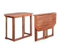 Festnight Jardin Exterior Mesa de Balcón Plegable de Esquina Madera de Acacia Maciza Marrón 90 x 50 x 75 cm